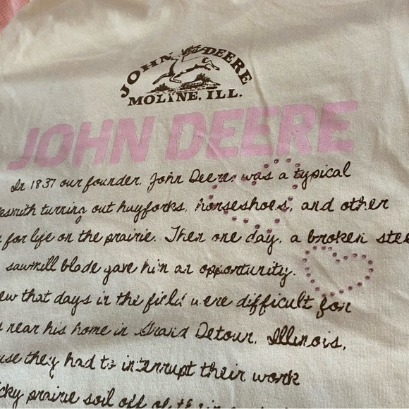 John Deere women's size Large graphic t-shirt pink white lightweight - Picture 4 of 6